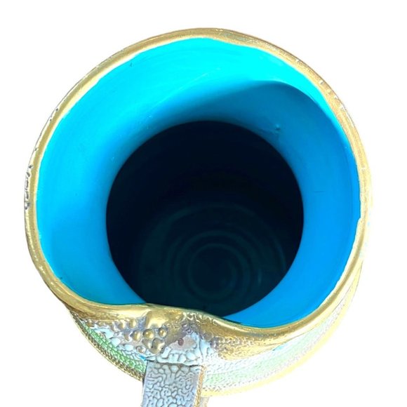 VTG Fratelli Fanciullacci Pebbled Lava Glaze Art Pottery Pitcher/Vase-Signed - Picture 4 of 14